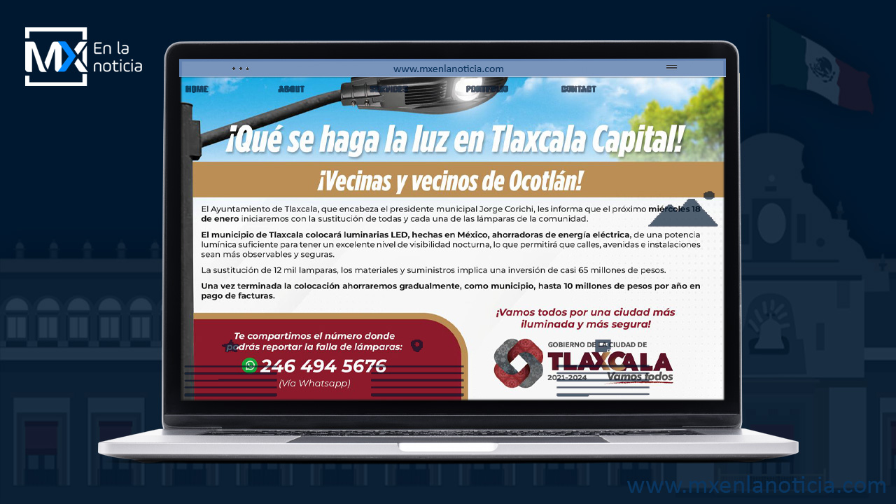 Sustituirá municipio de Tlaxcala 12 mil lámparas con inversión histórica de 65 millones