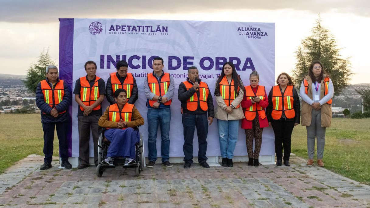 Apetatitlán avanza con la construcción del nuevo parque en San Matías Tepetomatitlán