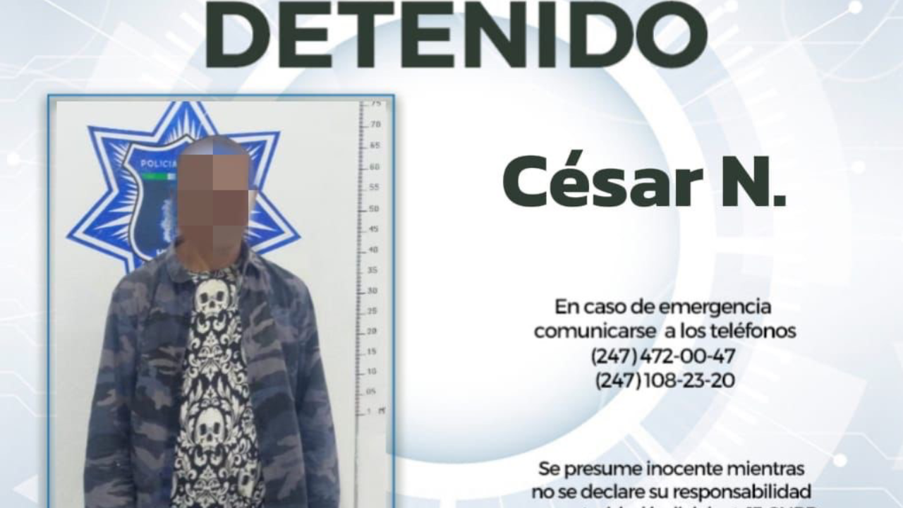 Policía de Huamantla retira de las calles a hombre que portaba sustancias ilícitas
