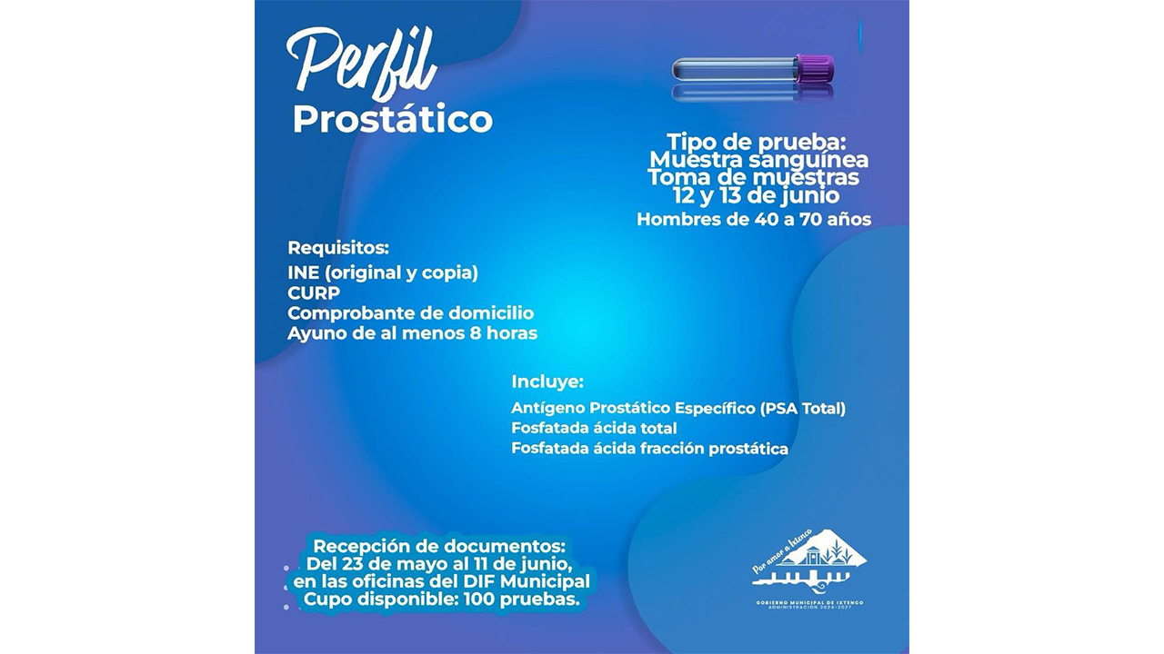 Gobierno Municipal de Ixtenco impulsa campaña de salud preventiva para hombres de 40 a 70 años