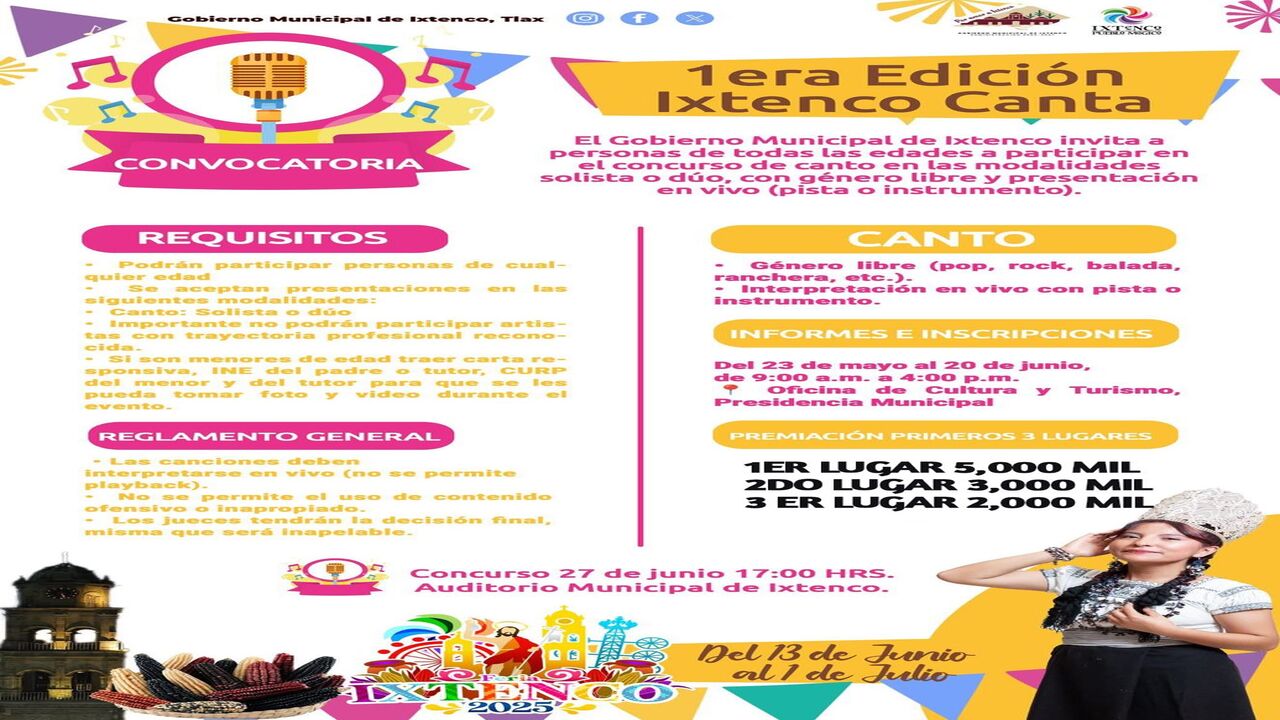 Incrementan bolsa de premios del concurso “Ixtenco Canta” como parte de la Feria Patronal 2025