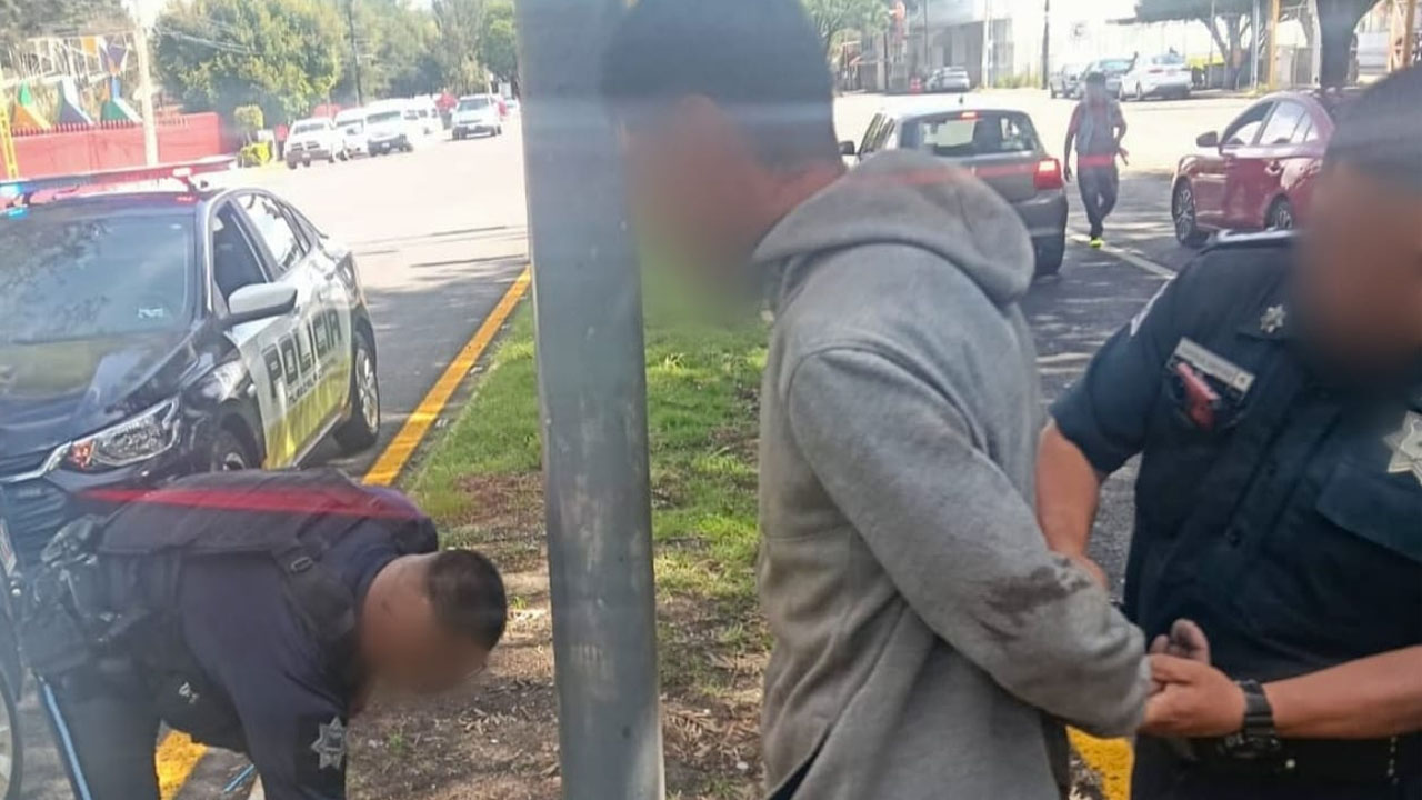 Policía municipal de Tlaxcala atiende reporte ciudadano y detiene a sujeto por alterar el orden