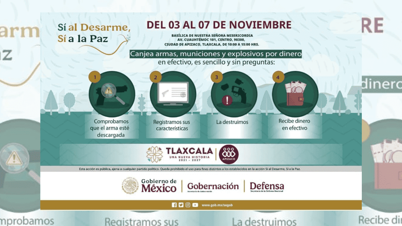 Apizaco promueve la cultura de paz a través del desarme voluntario