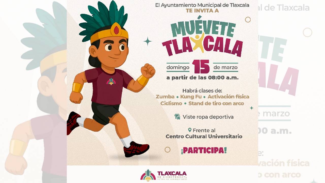 Invita Ayuntamiento de Tlaxcala a disfrutar del circuito familiar “Muévete Tlaxcala” este domingo
