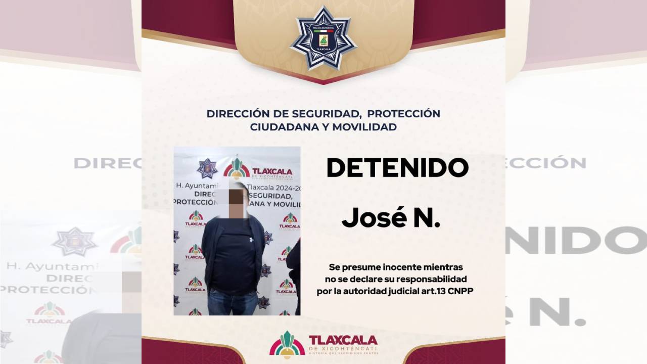 Policía municipal asegura a masculino por alterar el orden público en Tlapancalco