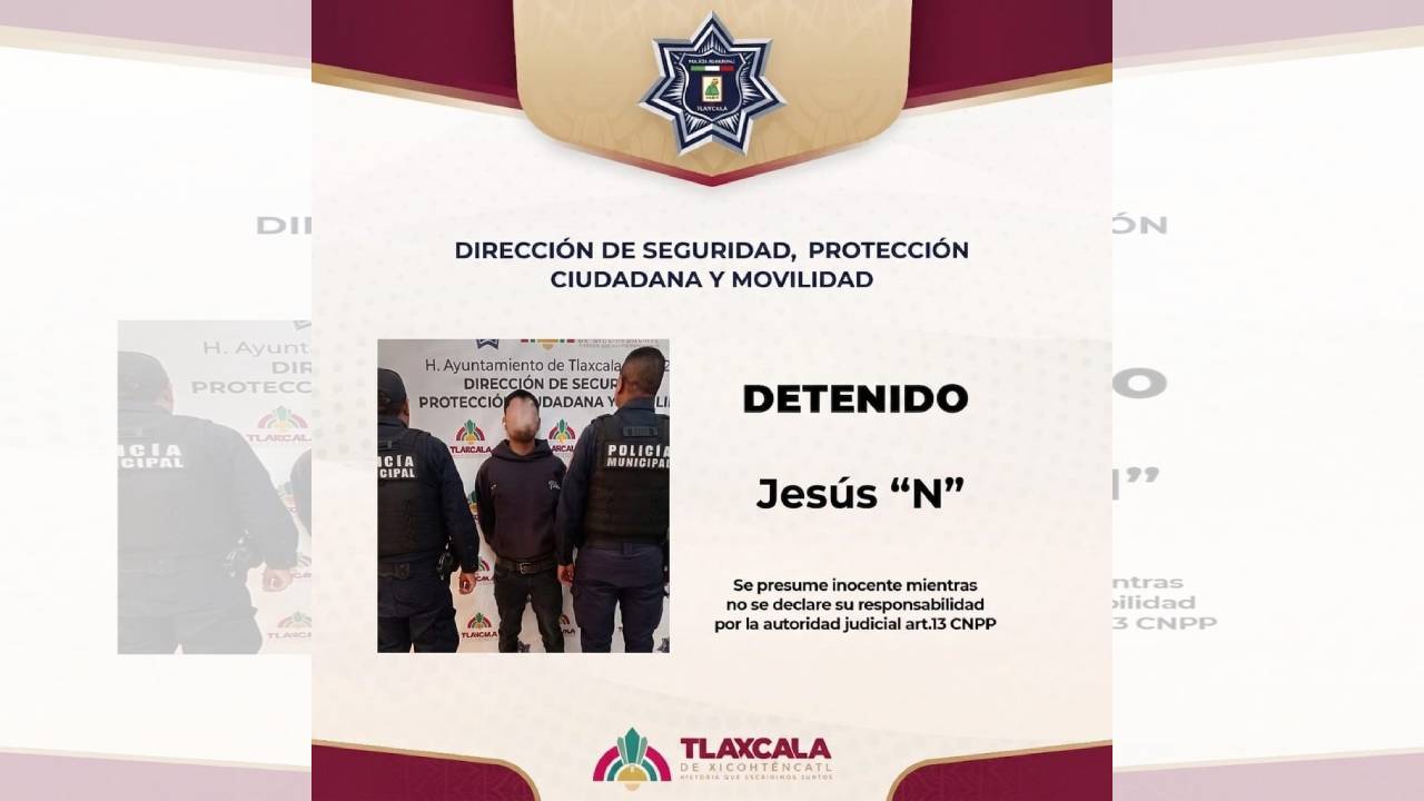 Policía municipal de Tlaxcala frustra intento de ingreso de persona en estado inconveniente a la sede del ayuntamiento