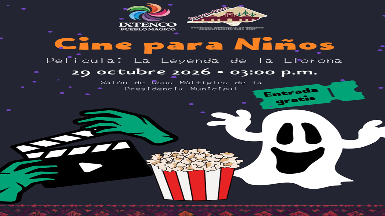 Gobierno de Ixtenco invita a las niñas y niños a una tarde de cine por el Día de Muertos