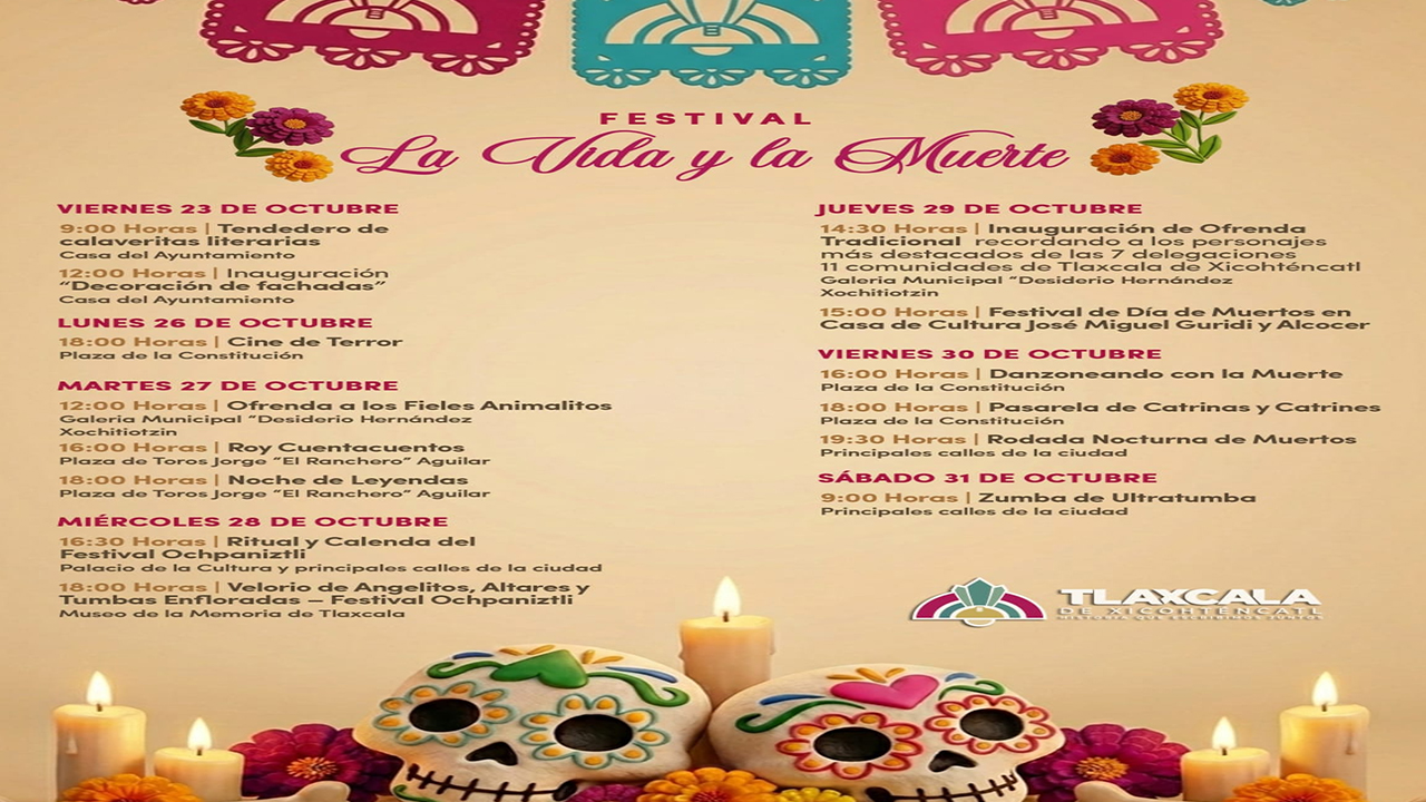 Celebrará Ayuntamiento de Tlaxcala la vida y la muerte con gran festival cultural