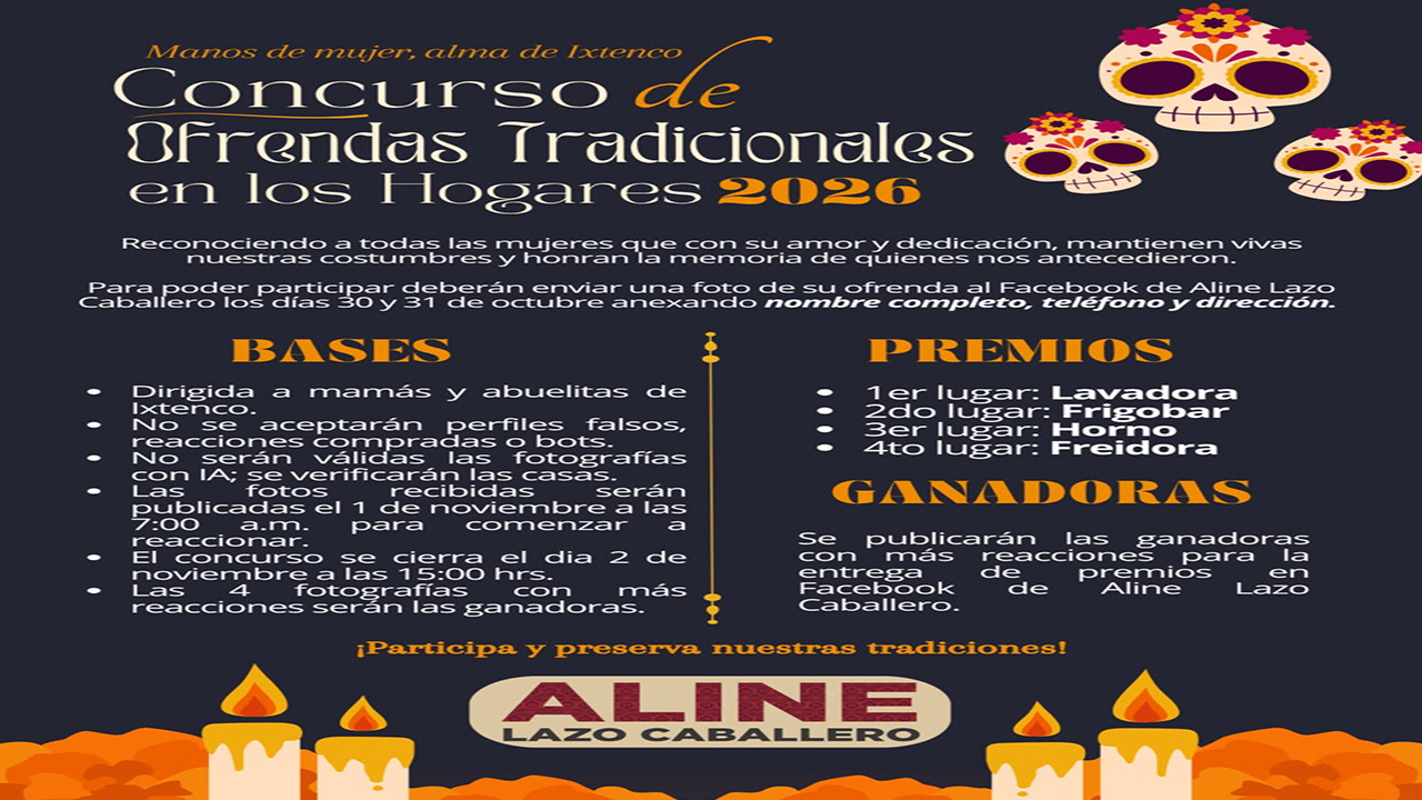 Invita Aline Lazo a participar en el concurso de ofrendas tradicionales en los hogares 2026