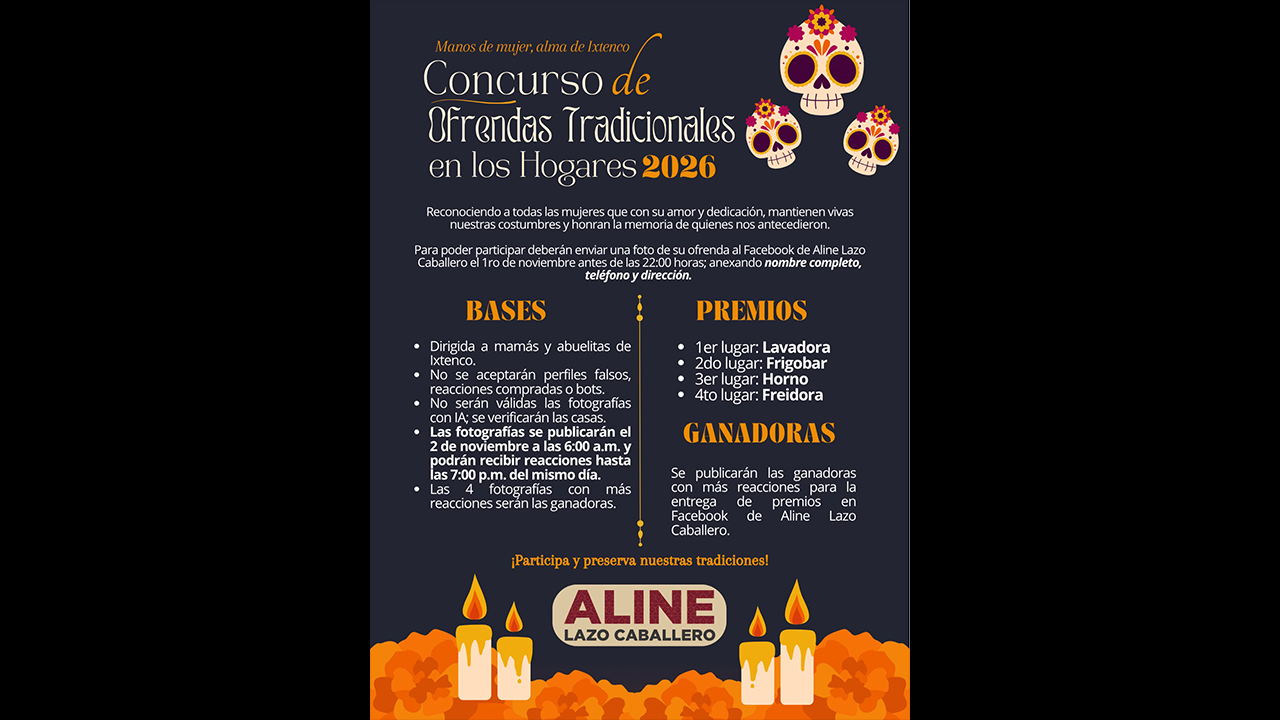 Aline Lazo actualiza las bases del concurso de ofrendas tradicionales 2026